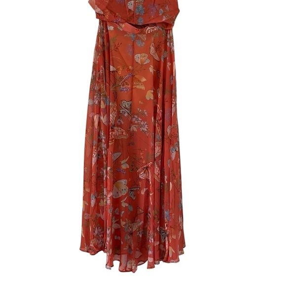 My Beachy Side Butterfly Begonia Cut Out Maxi Dress Romantic Gold Flame NWT - Picture 11 of 15